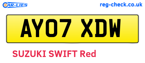 AY07XDW are the vehicle registration plates.