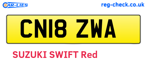 CN18ZWA are the vehicle registration plates.