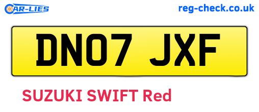 DN07JXF are the vehicle registration plates.
