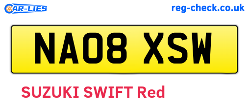NA08XSW are the vehicle registration plates.