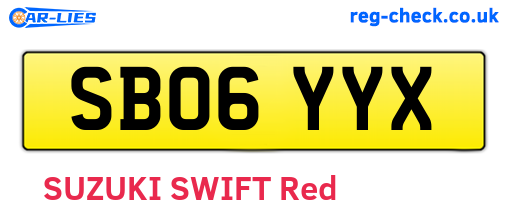 SB06YYX are the vehicle registration plates.
