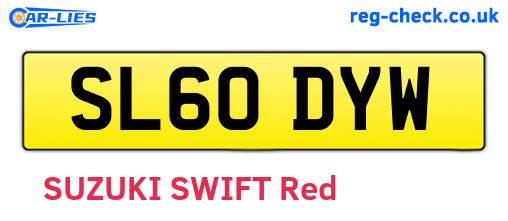 SL60DYW are the vehicle registration plates.