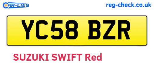 YC58BZR are the vehicle registration plates.