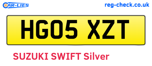 HG05XZT are the vehicle registration plates.