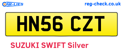 HN56CZT are the vehicle registration plates.