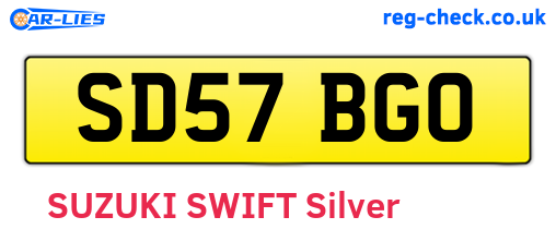 SD57BGO are the vehicle registration plates.