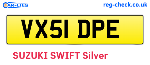 VX51DPE are the vehicle registration plates.