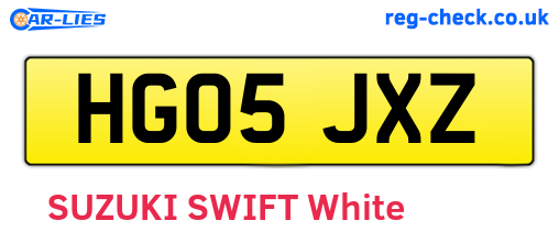 HG05JXZ are the vehicle registration plates.