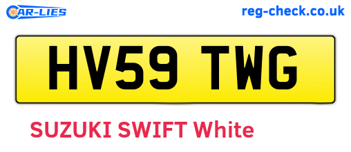 HV59TWG are the vehicle registration plates.