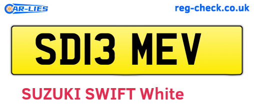 SD13MEV are the vehicle registration plates.