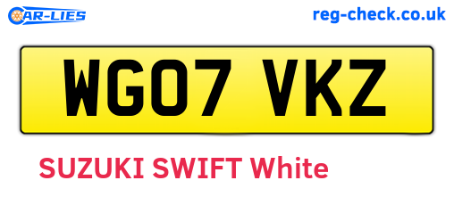 WG07VKZ are the vehicle registration plates.
