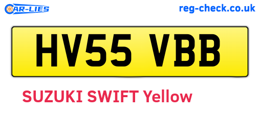 HV55VBB are the vehicle registration plates.