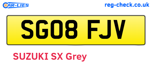 SG08FJV are the vehicle registration plates.