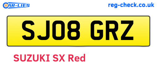 SJ08GRZ are the vehicle registration plates.