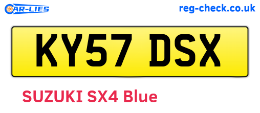 KY57DSX are the vehicle registration plates.