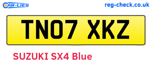 TN07XKZ are the vehicle registration plates.
