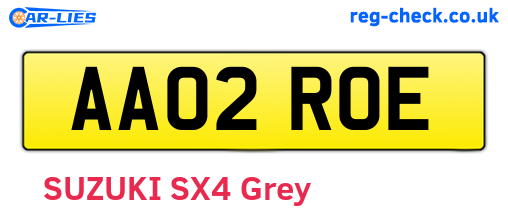 AA02ROE are the vehicle registration plates.