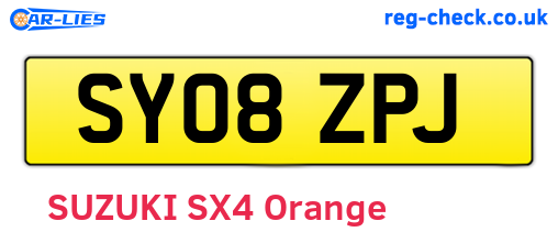 SY08ZPJ are the vehicle registration plates.