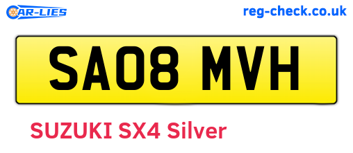 SA08MVH are the vehicle registration plates.
