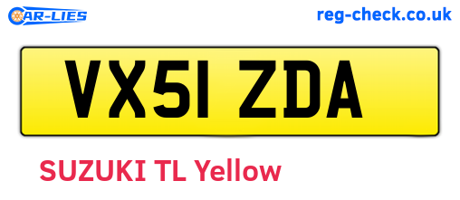 VX51ZDA are the vehicle registration plates.