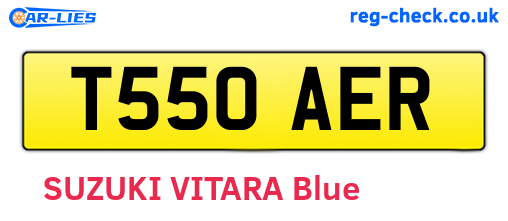 T550AER are the vehicle registration plates.