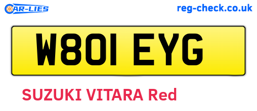 W801EYG are the vehicle registration plates.