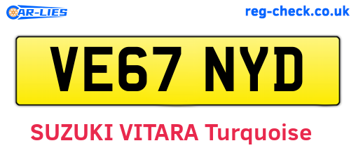 VE67NYD are the vehicle registration plates.