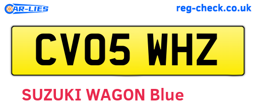 CV05WHZ are the vehicle registration plates.