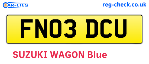 FN03DCU are the vehicle registration plates.