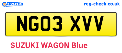 NG03XVV are the vehicle registration plates.