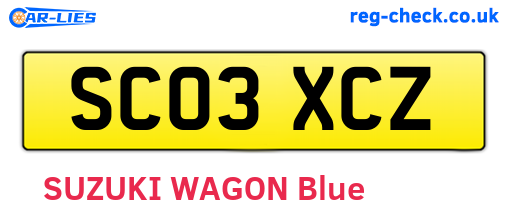 SC03XCZ are the vehicle registration plates.