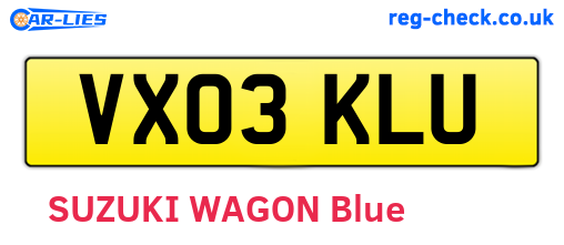 VX03KLU are the vehicle registration plates.