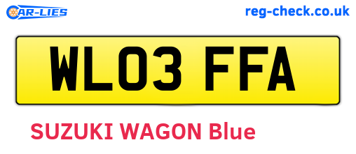 WL03FFA are the vehicle registration plates.