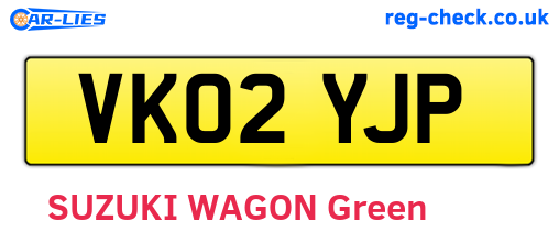 VK02YJP are the vehicle registration plates.
