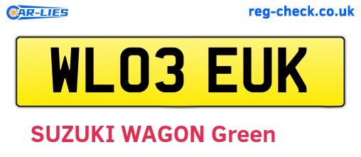 WL03EUK are the vehicle registration plates.