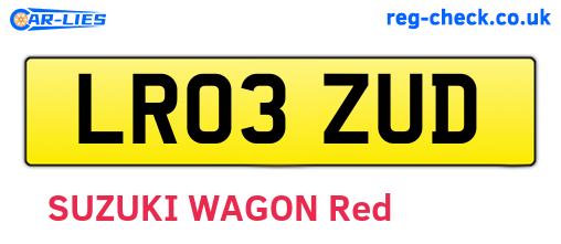 LR03ZUD are the vehicle registration plates.