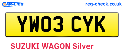 YW03CYK are the vehicle registration plates.