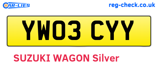 YW03CYY are the vehicle registration plates.
