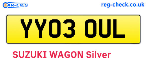 YY03OUL are the vehicle registration plates.
