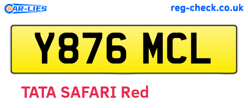 Y876MCL are the vehicle registration plates.