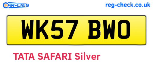 WK57BWO are the vehicle registration plates.