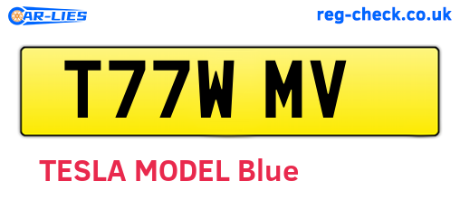 T77WMV are the vehicle registration plates.