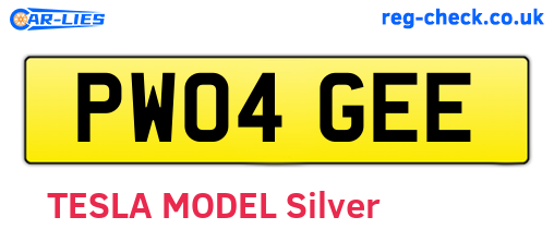 PW04GEE are the vehicle registration plates.