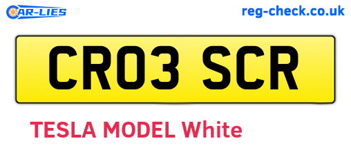 CR03SCR are the vehicle registration plates.