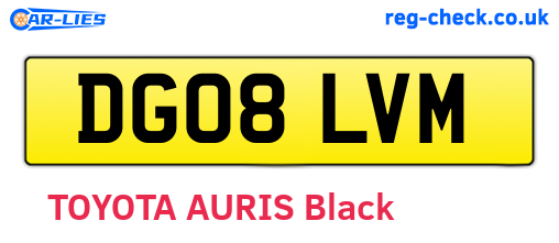DG08LVM are the vehicle registration plates.