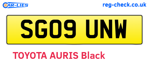 SG09UNW are the vehicle registration plates.