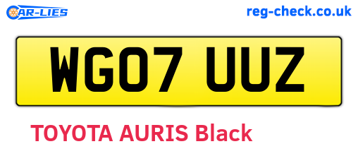 WG07UUZ are the vehicle registration plates.