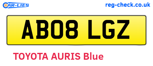 AB08LGZ are the vehicle registration plates.