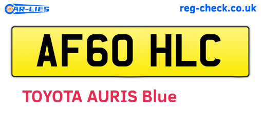 AF60HLC are the vehicle registration plates.