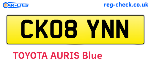 CK08YNN are the vehicle registration plates.